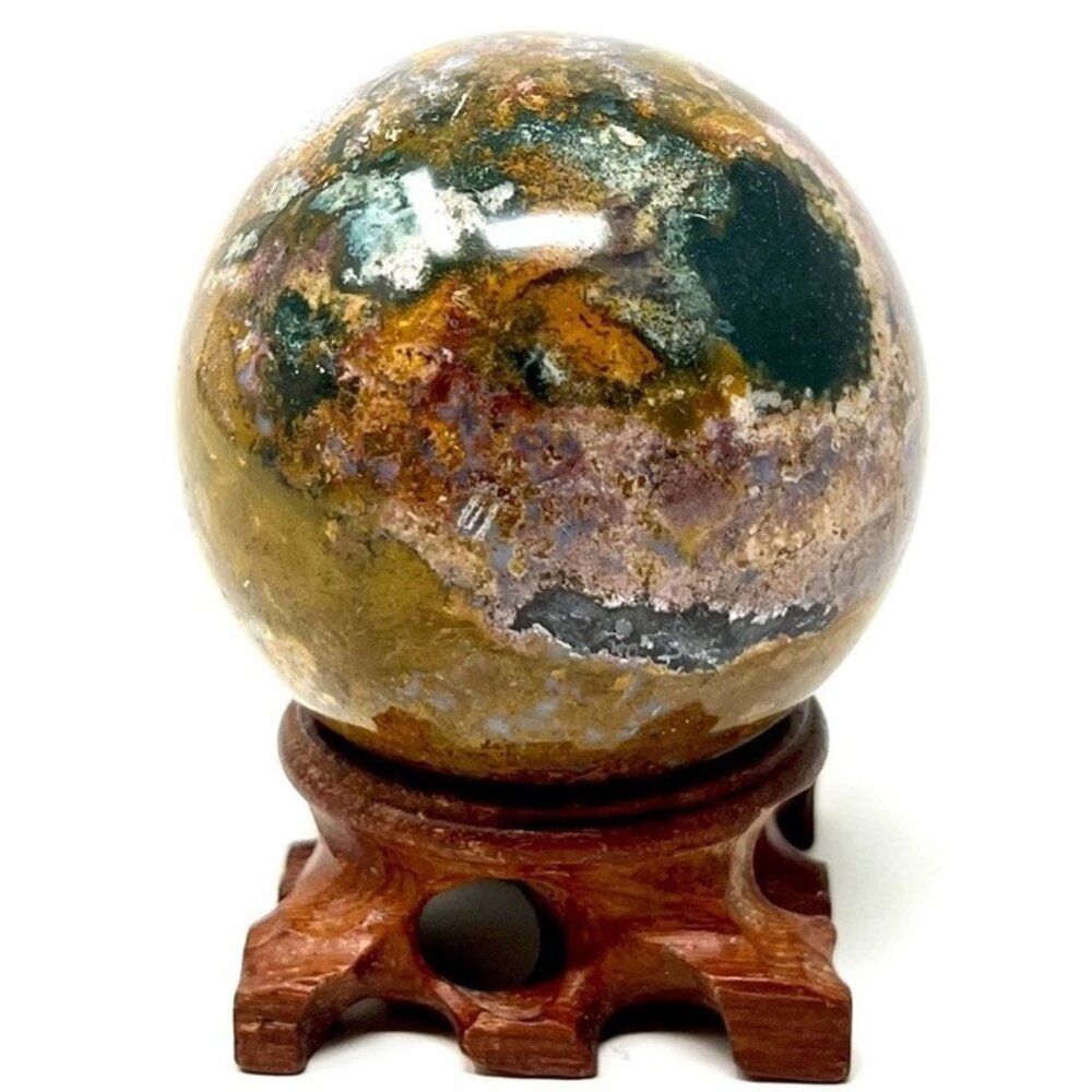 **SOLD*Ocean Jasper Colorful Sphere crystal stone rock orb natural stone carving